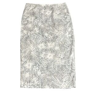 RIP SKIRT Gray White Floral Wrap Midi Skirt Sz Large Length 4 Eden Sands